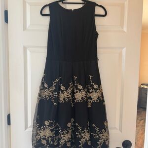 Elegant Black Dress with Gold Embroidery